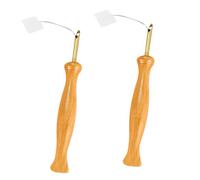 CLISPEED Set Aiguilles Punch à Poignée Bois et Enfileurs pour Broderie Couture et Tricot Outils Ergonomiques pour Artisanat Feutrage et Tissage