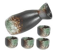 CLISPEED Set de Sake Japonais Céramique Pichet à Sake avec Large Ouverture et Tasses Service Traditionnel pour Dégustation et Décoration