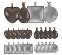 CLISPEED Set de Supports Pendentifs Alliage pour Collier Plateau à Cabochon Verre Résistant et Accessoires DIY pour Bijoux Photo Personnalisés