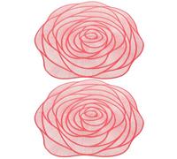 CLISPEED Set de Table en PVC Rouge 2 Pièces Tapis de Table Isolant et Décoratif de Fleur de Rose Compact Décoration à Manger et Extérieure