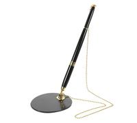CLISPEED Stylo de Sécurité Multifonction avec Chaîne et Socle Stylo Fixe de Bureau pour Signature Écriture Fluide pour Comptoirs Bancaires et Fournitures Professionnelles Noir avec