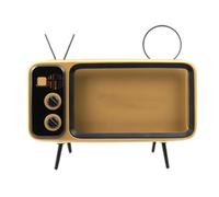 CLISPEED Support de téléphone portable style TV rétro pour bureau et salon, matériau plastique avec sortie de puissance mobile, support de rangement pratique et utile pour téléphone