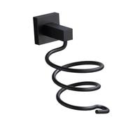 CLISPEED Support Pour Sèche-cheveux Mural Noir En Aluminium, Design Carré, Léger Et Solide, Pour Salle De Bain Domestique, Rangement Gain De Place, Installation Murale Facile