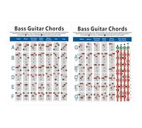 CLISPEED Tableau d'accords de guitare basse à 4 cordes pour débutants, 72 accords différents sur papier, tableau de notes avec 12 touches occidentales standard, diagramme d'exercice pour les joueurs