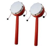 CLISPEED Tambour à Main Garçon Et Filles 7 Cm Blanc En Peau De Mouton Et Bois, Clochette à Main Musicale Pour Bébé, Jouet D'éveil Sensoriel Et Développement Moteur, Lot De 2