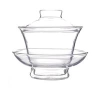 CLISPEED Tasse à Thé en Verre Transparent avec Couvercle Épais Bol à Thé Résistante à Haute Température Traditionnel pour Maison et Salon Compatible Infusion Oolong et Puér Verre Lisse