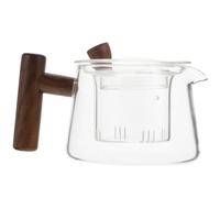 CLISPEED Théière Verre Classique avec Séparateur Eau-Thé et Poignée en Bois pour Usage Familial et Amical
