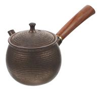 CLISPEED Théière Vintage en Céramique Artisanale Poignée Latérale en Bois, Petite Taille, Service à Thé Maison, Restaurant et Bureau, Théière Chinoise Décorative, Résistante et Pratique