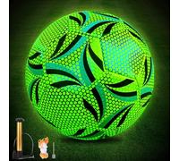 CLIUNT Ballon de Football en Fluorescence, Ballon De Foot Taille 5 pour Enfant et Adultes, Ballon de Football Lumineux avec Pompe, pour entraînement de Football, Jeux de Nuit, intérieur et extérieur