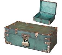 CLIUNT Coffre au Trésor Boîte en Bois, Coffre au Trésor avec Cadenas, Petit coffre au trésor, pour ranger des colliers, des boucles d'oreilles, des bagues - 24 x 17 x 9.5cm