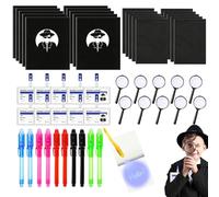 CLIUNT Kit Détective Enfant, Kit Espion Enfant avec Stylo UV Carnet de Notes Cartes D'identité de Détectives avec Clip Loupes, pour Jeu de Rôle de Détective Cadeaux d'anniversaire pour Enfants