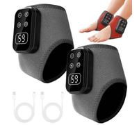 CLIUNT Masseur de pieds 3 en 1, 2 masseurs rechargeables de cheville et de talon, masseur de pieds sans fil avec 5 niveaux de chaleur et 5 modes de vibration, minuterie et écran LCD, portable pour la