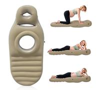 CLIUNT Oreiller de Grossesse Gonflable, Tapis De Yoga pour Femmes Enceintes avec Trou, Matelas Gonflable Floqué Confortable, Soutient Confortablement l'abdomen, pour Dormir sur Le Ventre (Kaki)