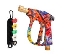 CLIUNT Pistolet de lavage haute pression, pistolet de lavage à jet court avec 7 embouts de buse d'eau, connecteur de tuyau de raccord M22 14 mm, connecteur rapide de 6,35 mm pour nettoyeur haute