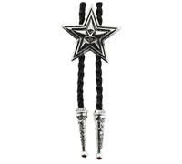 CLJ - Bolo tie, Cravate Texane - Etoilee - Style Texan, Danse Country, Cowboy, Far West Américain, Western Vintage - Argenté uni
