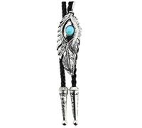 CLJ - Bolo tie, Cravate Texane - Plume d'aigle - Style Texan, Danse Country, Cowboy, Far West Américain, Western Vintage - Argenté