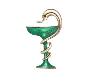 Clj Charles Le Jeune Broche Caducée du Pharmacien - émaillée - Métiers - Belle qualité de Finition - Epingle - élégant - Cadeau d'anniversaire de Femmes Filles - Fournitures de Fête de Mariage - Noël