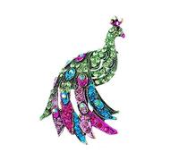 Clj Charles Le Jeune Broche Paon Royal - Strass - Animaux - Belle qualité de Finition - Epingle - élégant - Cadeau d'anniversaire de Femmes Filles - Fournitures de Fête de Mariage - Noël