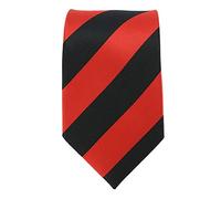 Clj Charles Le Jeune. Cravate. club à rayures larges, Microfibre. rouge et noir. Club/rayé.