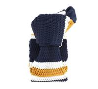 Clj Charles Le Jeune. Cravate tricot. EXETER, Microfibre. Bleu Marine Blanc et Orange - Club/rayé -