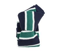 Clj Charles Le Jeune. Cravate tricot. EXETER, Microfibre. Bleu Marine et Vert - Club/rayé -
