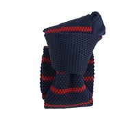 Clj Charles Le Jeune. Cravate tricot, Microfibre. Marine et bordeaux - Club/rayé -