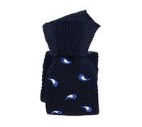 Clj Charles Le Jeune. Cravate tricot. Plume Marine, Microfibre. Bleu Plume - Discret et sobre -