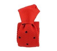 Clj Charles Le Jeune. Cravate tricot. Preppy a pois, Microfibre. Rouge - Pois -