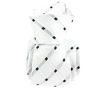 Clj Charles Le Jeune. Cravate. via Marconi, Microfibre. Blanc - carreaux -