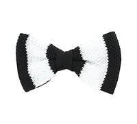 Clj Charles Le Jeune. Noeud papillon tricot. Cornell, Coton. Noir et blanc - Club/rayé -