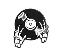 Clj Charles Le Jeune Pin's Disque Vinyle Main Squelette - Musique - Musique - qualité de finition - Epingle - Broche - Badge - PINS HUMOUR - ORIGINAUX