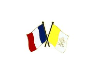 Clj Charles Le Jeune Pin's Drapeaux Jumelage France - Vatican - Jumelage - qualité de finition - Epingle - Broche - Badge - Jumelage et Fraternité