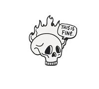 Clj Charles Le Jeune Pin's This Is Fine - Tête De Mort - Humour - qualité de finition - Epingle - Broche - Badge - PINS GOTHIQUES