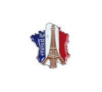 Clj Charles Le Jeune Pin's Tour Eiffel Argentée Dans Carte De France Bleu Blanc Rouge - Drapeaux - qualité de finition - Epingle - Broche - Badge - FRANCE PATRIOTE