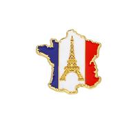 Clj Charles Le Jeune Pin's Tour Eiffel Dorée Dans Carte De France Bleu Blanc Rouge - Drapeaux - qualité de finition - Epingle - Broche - Badge - FRANCE PATRIOTE