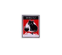 CLJ - Pin's - Kawaii - Chat noir et Ramen Neko, émaillé - rouge et noir - Unisexe - Japonais - qualité de finition - Epingle -