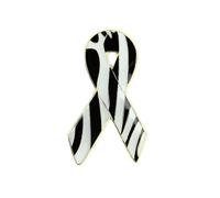 CLJ - Pin's - Ruban Zèbre Noir et Blanc - Maladies Rares - Noir et blanc - Unisexe - Engagés - qualité de finition - Epingle -