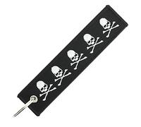 CLJ - Porte-clés - 5 TETES DE MORT - BIKER - PIRATE - SKULL - Noir et blanc - Humour - Bicker