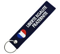 CLJ - Porte-clés - Coeur Liberté égalité Fraternité - Bleu Marine - -