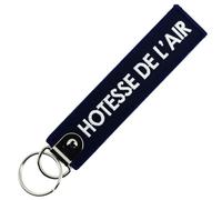 CLJ - Porte-clés - Hôtesse de l'Air - Flight Attendant - Bleu Marine - Grades Aviation Civile - Élégance Française