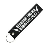 CLJ - Porte-clés - NEVER RIDE FASTER - Noir et blanc - Voyage - Urgence