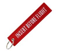 CLJ - Porte-clés - PNC AUX PORTES - INSERT BEFORE FLIGHT - Rouge et blanc - Sécurité aviation - Urgence