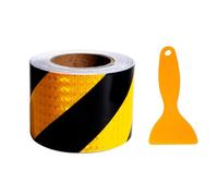 CLKE 10 cm x 25 m Reflektierendes Band, 10 cm x 25 m, reflektierendes Klebeband, Ruban Réfléchissant, Autocollant Reflechissant Noir et Jaune