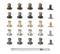 CLKE 100 Pcs Rivets pour Cuir en Métal, Rivet à Visser,Bouton de Col à Vis,Avec Pince Perforatrice,Outils de Fixation et Réparation du Cuir,des Vêtements et de Sac à Main (5MM,5 Couleurs)