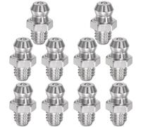 CLKE 10Pcs Graisseur Droit en Acier Inoxydable 304, Graisseur M6,Graisseur à Visser,Accessoires Pistolet à Graisse,Tête de Graisseur Droite pour Auto Moto,M6 x 1MM (Argent)