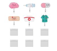 CLKE 12Pcs Porte Badges Infirmière avec Enrouleur et Badge Transparent Horizontal Plastique,Badge Personnalisé avec Motif Médical Idéal pour Hôpitaux,Aide Soignante,Cadeau pour Infirmière