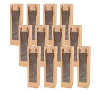 CLKE 12PCS sac de vin sac cadeau, sac de bouteille de vin en papier kraft, sac de vin, sac de vin avec corde de levage, emballage de bouteille de vin avec Fenestration, pour mariage, fête