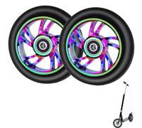 CLKE 2Pcs Roue de Trottinette Freestyle Pro Stunt 100mm, Roue Trotinette Freestyle Coloré en Alliage d'Aluminium,avec Compartiments pour Roulements,pour Razor,pour Cox Swain Trotinette Freestyle