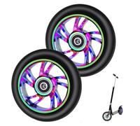 CLKE 2Pcs Roues Trottinette Freestyle 110mm, Roue Rrottinette Freestyle 110mm Coloré en Alliage d'Aluminium,avec Entretoise de Roulement,pour Apollo,Razor,Cox Swain Trotinette Freestyle