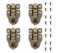 CLKE 4 Pièces Fermoirs pour Boite en Bois, Rétro Loquet de Fermeture Malle et Coffre, Loquet à Bascule avec Vis pour Bijoux Coffrets, Boîte à Artisanat, Boîtes à Outils, Coffres Valises